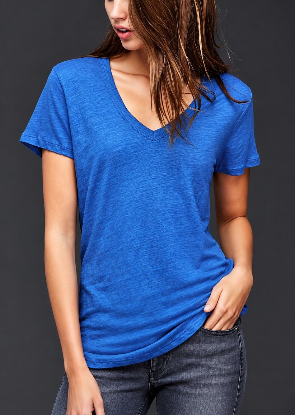 Athleta Women’s Easy V Sugar Wash Tee Blue Extra Small XS